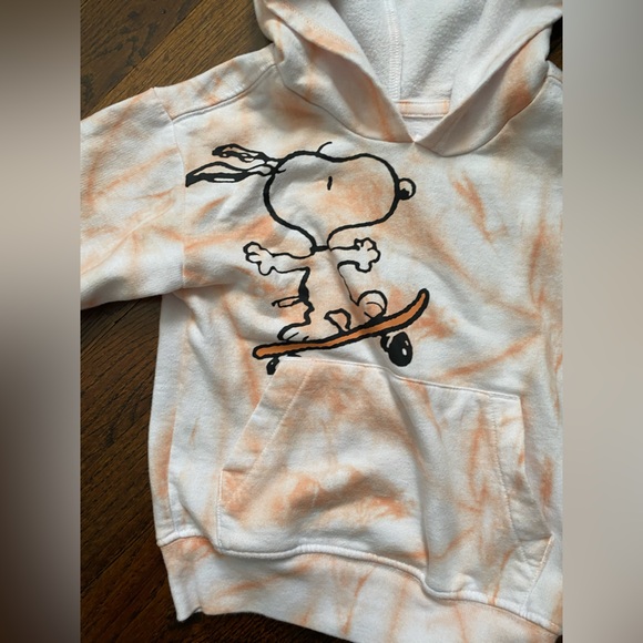 3T Snoopy Tie-Dye Hoodie Kids white orange snoopy skateboard gender neutral - Picture 3 of 15